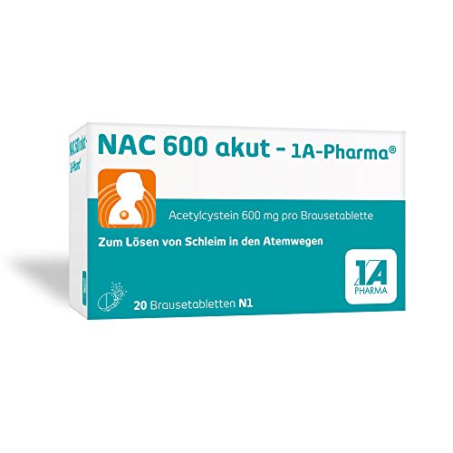 NAC 600 akut - 1 A Pharma mit Acetylcystein: Zum Lösen von Schleim in den Atemwegen (20 Brausetabletten)