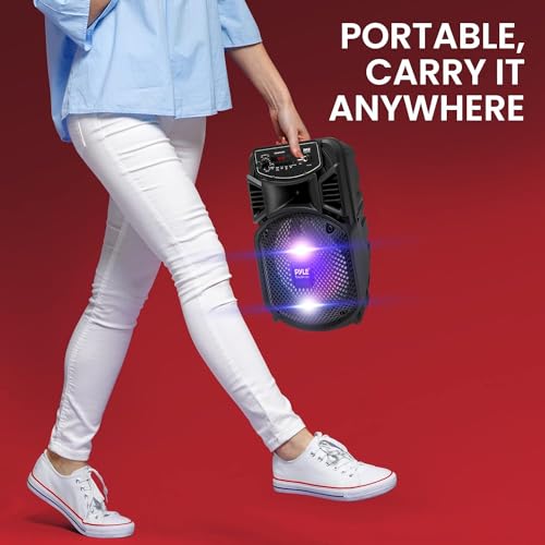 Pyle Wireless Bluetooth Party Speaker, PA Speaker System-300W Rechargeable Outdoor, Portable System w/ 8” Subwoofer 1” Tweeter, Loudspeaker- w/Lights, Mic & Guitar Port, USB/Radio, with Remote Pyle Wireless Bluetooth Party Speaker, PA Speaker System-300W Rechargeable Outdoor, Portable System w/ 8” Subwoofer 1” Tweeter, Loudspeaker- w/Lights, Mic & Guitar Port, USB/Radio, with Remote