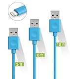 iPhone Cable, Nikolable 3pcs iPhone Lightning Cable 3ft 6ft 10ft Charging and Syncing Cable for iPhone Device iPhone 7 7Plus 6s Plus 6Plus 6s 6 5s 5c 5 iPad Mini Air iPod (Blue)