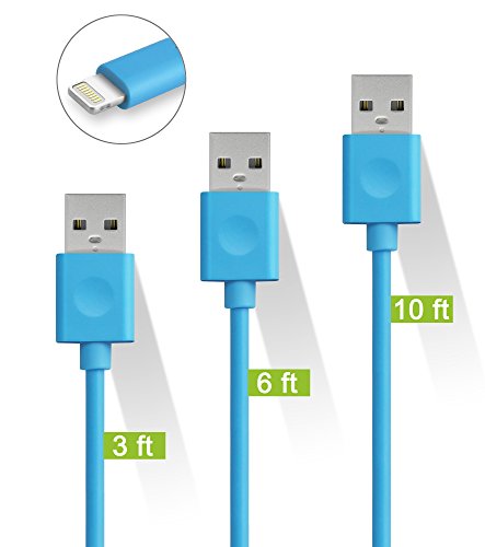 iPhone Cable, Nikolable 3pcs iPhone Lightning Cable for iPhone X 8 8 Plus 7 7Plus 6s Plus 6Plus 6s 6 5s 5c 5 iPad Mini Air iPod (Blue)