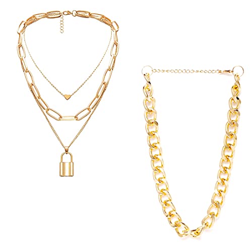 Image of Jewels Galaxy Jewellery For Women Gold-Plated Layered Necklace-Set Of 2 (JG-PC-NCK-22158)