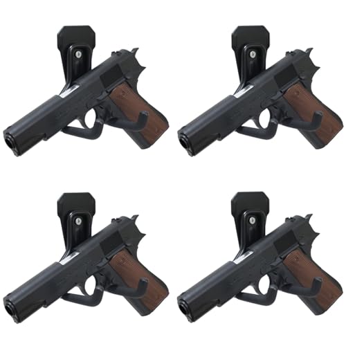 Pistol Rack, 1/4 Pack Pistol Holder for Gun Safe, Upgraded Pistol Wall Mount Use Heavy Duty Steel, Pistol Stand Mounted Behind Door, Wall, Cabinet, Etc