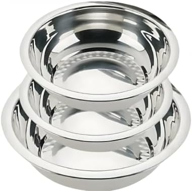 Bacia de cozinha inox reforçada em 3 tamanhos, jogo de bacias par...
