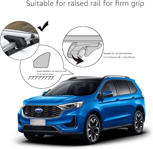Amazon Basics Cross Rail Roof Rack, 142 cm, Fits up to 126 cm Spans between Raised Side Rails with Gap, Pack of 2, Black/Silver - Image 6