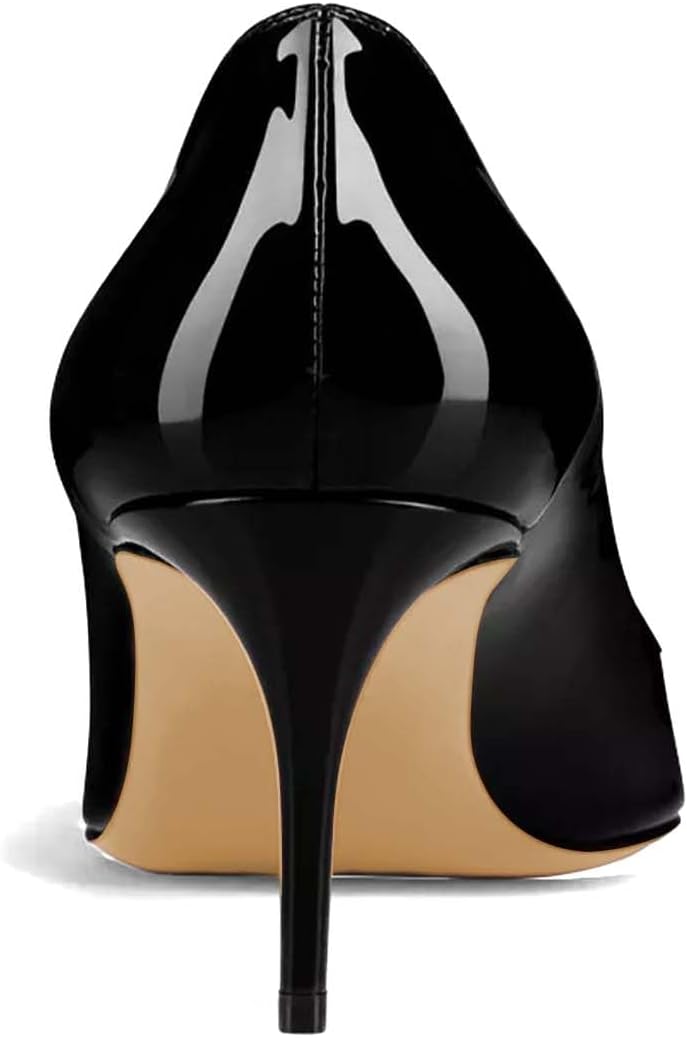 Pazzion Women Ladies Pointy Closed Toe Mid Heeled Pumps Comfort Slip On Stiletto Heels Casual Working Business Shoes Size 4-16 US