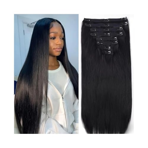 Extensiones de cabello humano con clip negro natural Remy brasileño de 120G y 18 pulgadas
