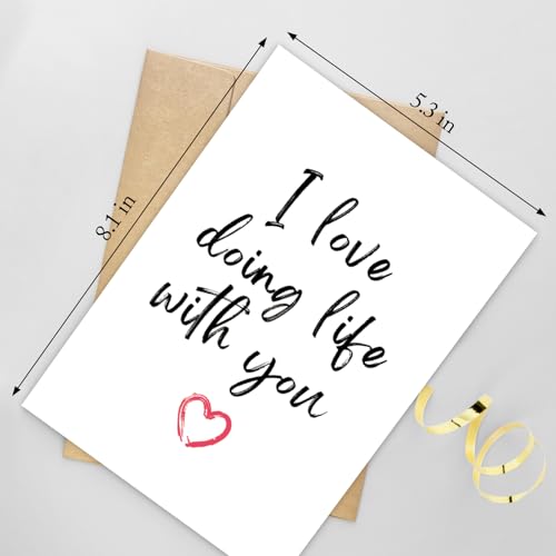 Naixiwen Romantic Anniversary Card for Husband Wife, Adorable Birthday Card from Girlfriend Boyfriend, Happy Valentines Day Card for Men Women, I Love Doing Life with You Card