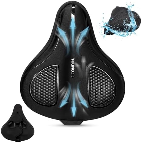 YOUNGDO Fahrradsattel Überzug, Fahrrad Sitzpolster, Gel Sattelbezug | Ergonomischer, Memory-Schaum & Gel, Weich und Bequem, für Damen und Herren, mit Regenschutz