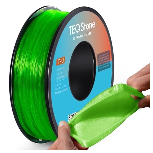 TEQStone TPU Filament 1.75mm Green 1Kg Spool 95A Flexible Soft 3D Printer Filament Consistent Diameter +/-0.03mm in Vacuum Package