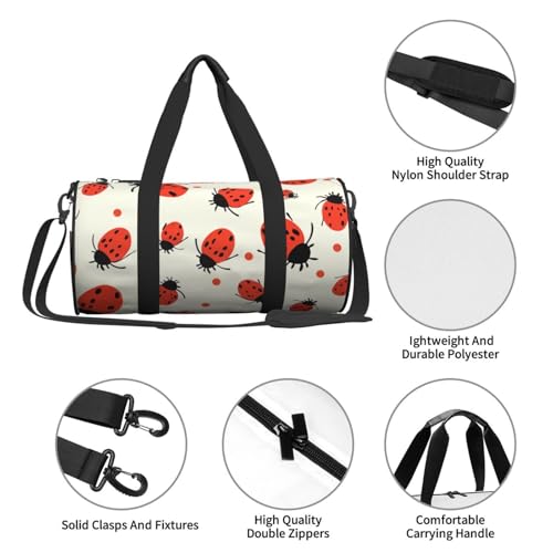 Sports Gym Bag for Women Men Travel Duffel Bag Tote Weekender Bag Carry on Overnight Bag for Travel Swimming Fitness Workout Sports Ladybugs Pattern Infinite Speckled Duffle Bag4