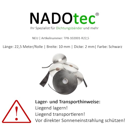 esnado Butylband Schwarz beidseitig klebend - Breite: 10 mm, Dicke: 2 mm, Länge: 22,5 m