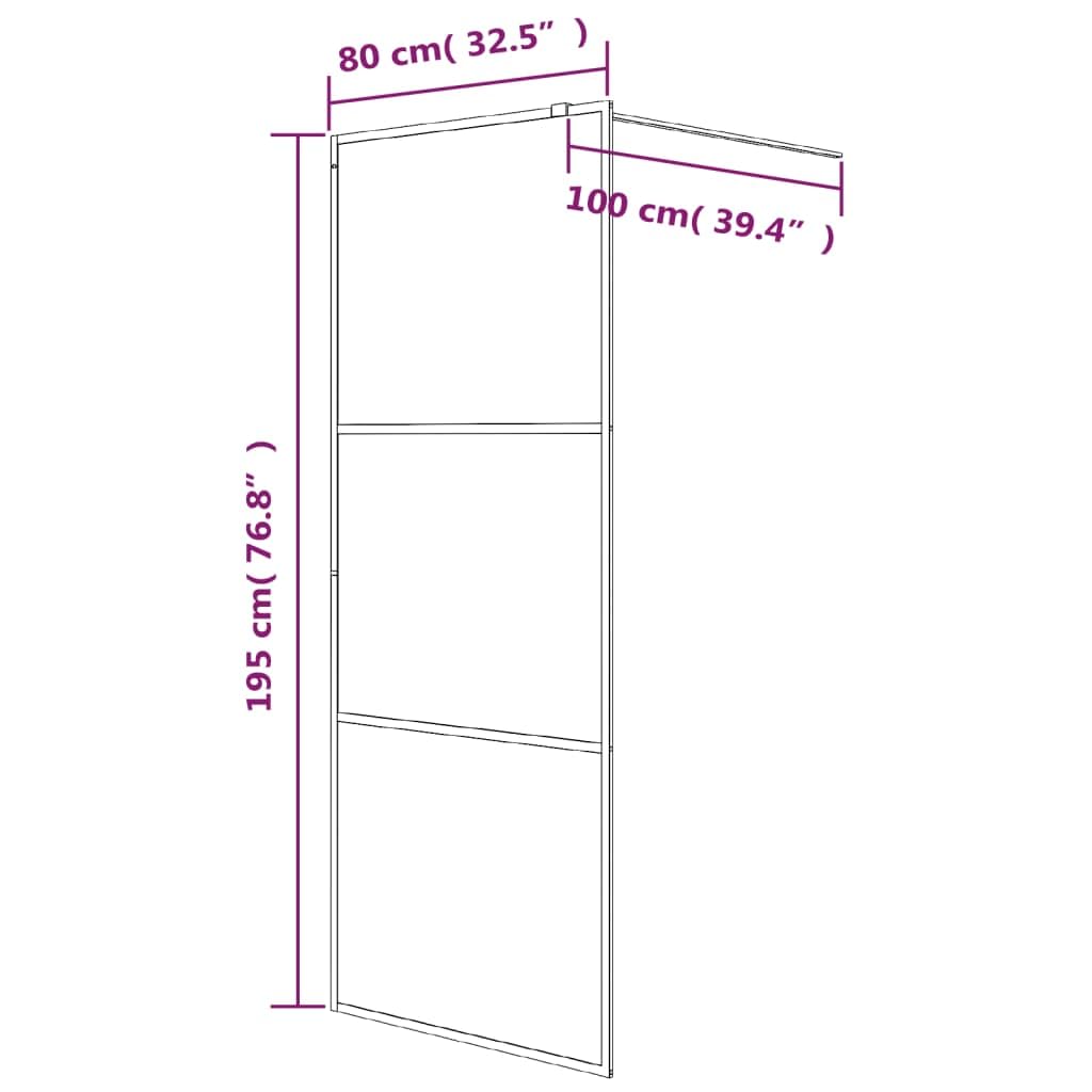 Mampara de ducha de cristal templado plateado 80 x 195 cm con marco de aluminio ajustable para ducha