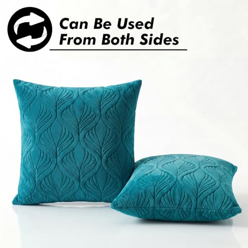 Image of Yellow Weaves Jacquard Cushion Covers | Sofa Cushion Covers | Throw Pillow Cover for Sofa, Couch, Living Room| Removable & Washable | 16x16 Inches, Set of 2 (Peacock Blue)