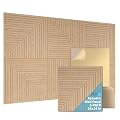 Art3d 6-Pack Self-Adhesive Acoustic Wall Panels for Home Décor, 24 x 24 Inch Soundproofing Panels for Office Studio Bedroom - High Noise Absorption Polyester Fiber, Wood Grain Airbrush