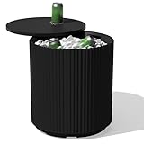 Veradek Outdoor Cooler Side Table - 2 in 1, Black, 21 inch