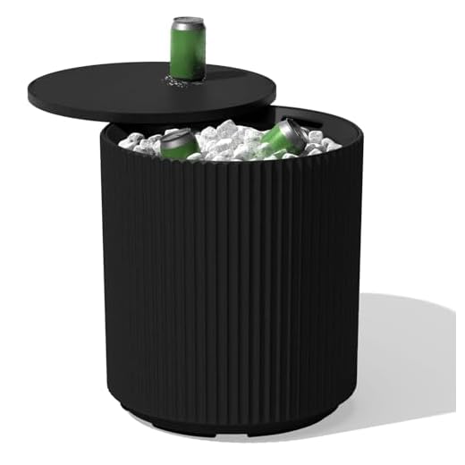 Veradek Outdoor Cooler Side Table - 2 in 1, Black, 21 inch