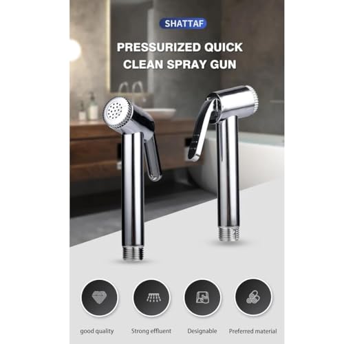 Image of Handheld Bidet Sprayer | Chrome Finish Health Faucet | Ergonomic Jet Spray Gun (2 Pieces) | Durable ABS Material, Leakproof, Easy DIY Installation | Bathroom, Toilet & Personal Hygiene