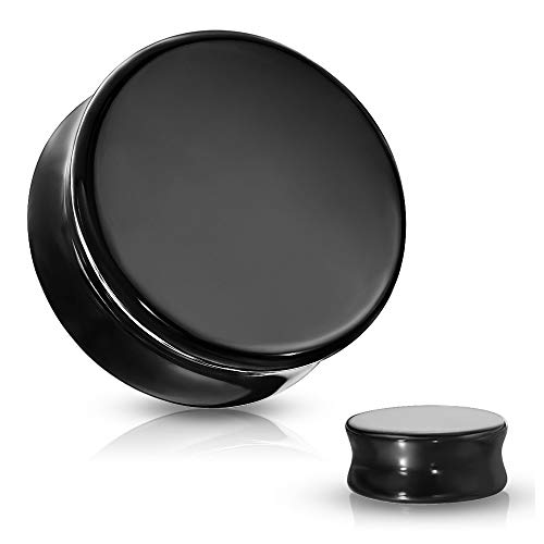 image for Pierced Owl Natural Black Obsidian Stone Double Flared Plug Gauges, So