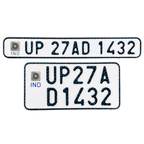 Image of TRYGIX Bike Number Plate Set (Front & Back), Non-HSRP, Serial Number Not Included, Plate Size: Front 11x2 inch & Back 8x4 inch, Radium White