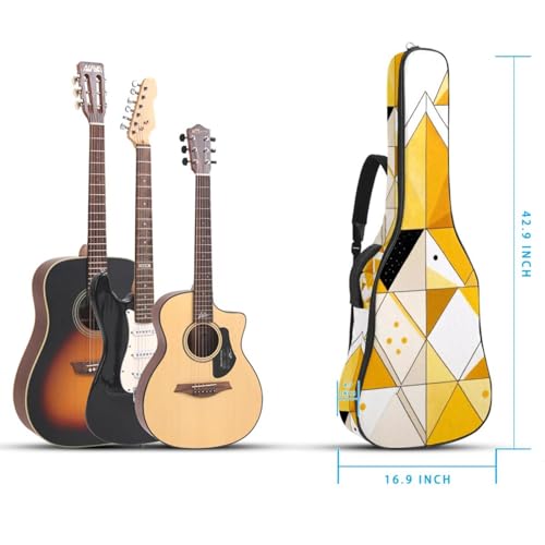 Sac pour guitare acoustique 101,6 cm imperméable jaune géométrique