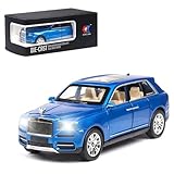 EROCK Exquisite Car Model 1/24 Rolls-Royce CULLINAN Model Car Toy, Zinc Alloy Pull Back Car Toy with Sound and Light for Kids Boy Girl Birthday Gift Children's Day Gift (Blue-CULLINAN)