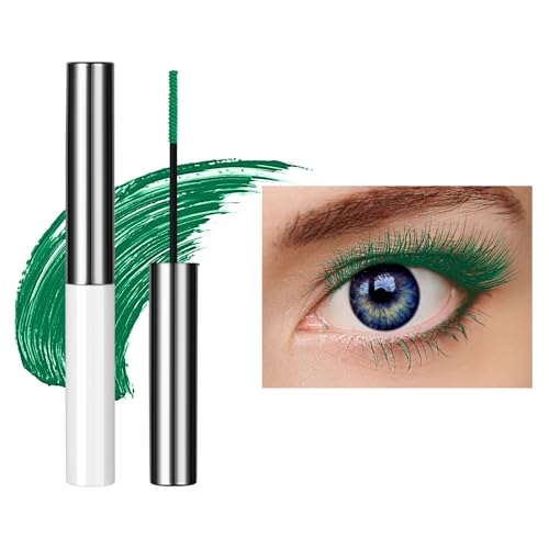LOPHE Bunt Wimperntusche Wasserfest, 5D Silk Fiber Mascara Feiner Pinsel Waterproof, langlebig, wischfest, voluminös und charmant, Mascara Fast Dry False Lash Effect Extension Make-Up(07# dunkelgrün)