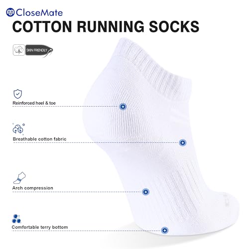 CLOSEMATE Comfortable Cotton Cushioned Ankle Low Cut Socks for Men Women Non Slip and Breathable for Running 6 Pairs2