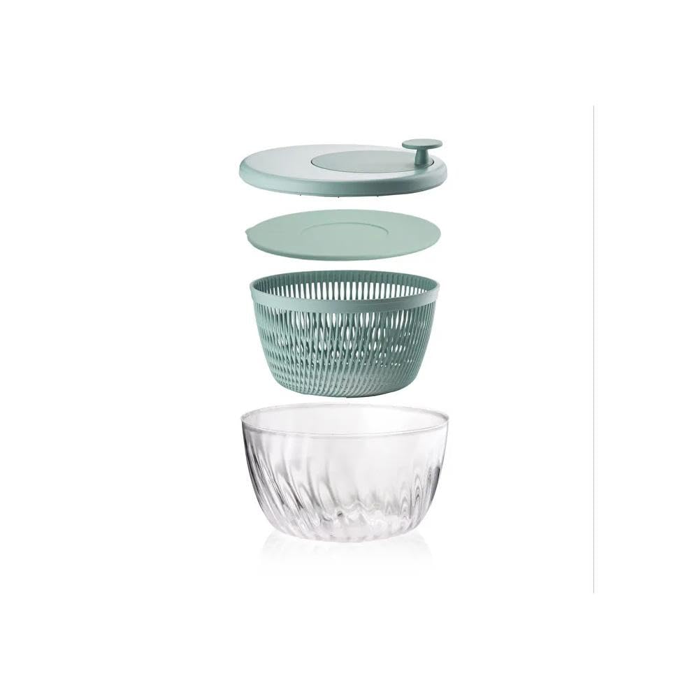 Guzzini - Kitchen Active Design, SPIN&Store, Centrifugadora de Ensalada con Tapa - Verde Oliva, 26 cm - 170900175
