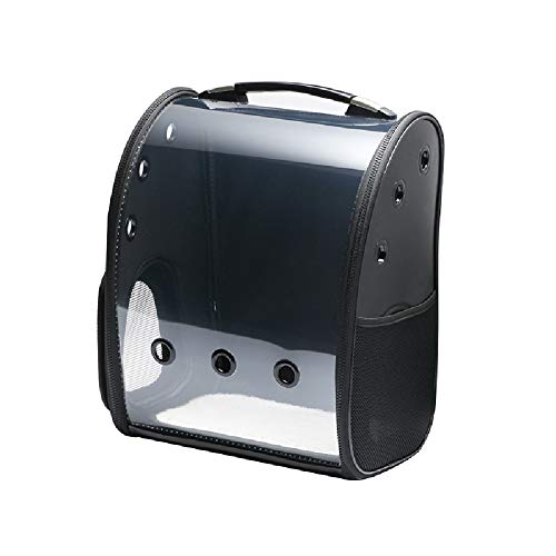 Zhixing Portátil Transportín para Gato Perro cómodo Mochila para Transporte de Mascotas Transparente 360 ° cápsula Espacial Bolsa Portador Rígido Impermeable Transpirable Viaje Coche Senderismo,Black