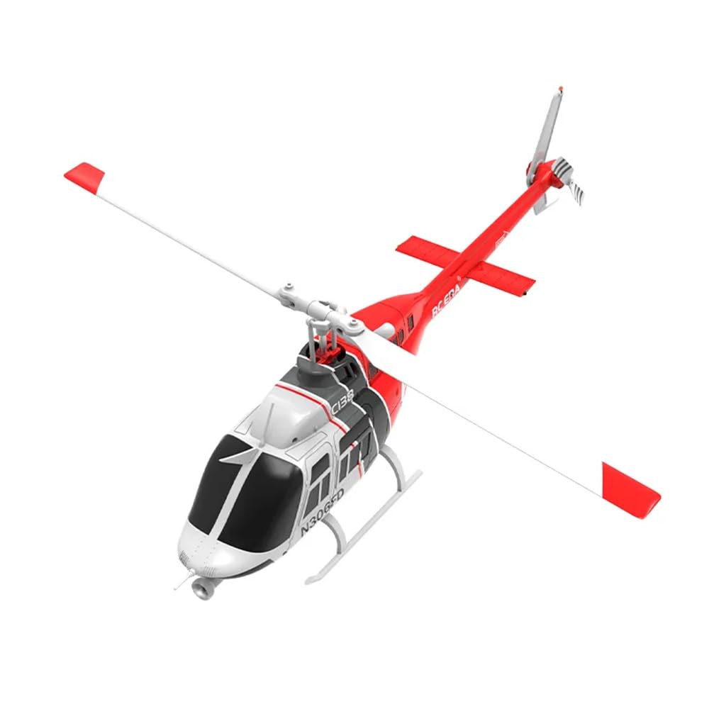 Torcster Hubschrauber Bell 206 Jet Ranger rot-Weiss 6G 312mm RTF 2,4G Ferngesteuert 3D Anfänger Indoor Heli
