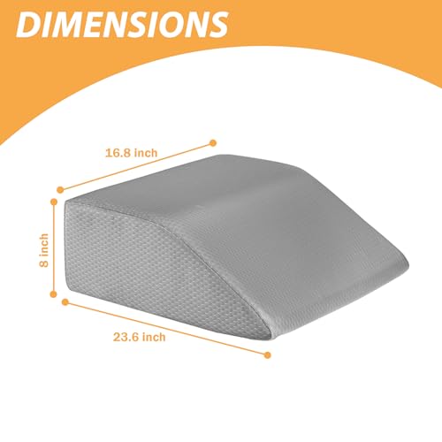 Image of Bedluxe Leg Pillow Elevation, Leg Wedge for Blood Circulation, Leg Elevating Pillow for After Surgery, Memory Foam Foot Knee Pillow for Sleeping 23.6x16.8x8 Inch Grey