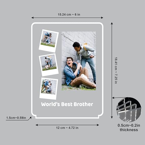 Image of Giftplease Custom Photo Acrylic LED Lamp Night Light - Personalized Picture Frame with Wood Base Warm Glow Desk Lamp,Custom Birthday, Rakhi, Graduation for Brother, Sibling, Best Friend