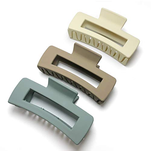 Nalodu Hair Claw Clips Large 4 Inch Matte No Slip Big Rectangle Jaw Clip Clamp for Thick Hair Women and Girls, 3 Pack