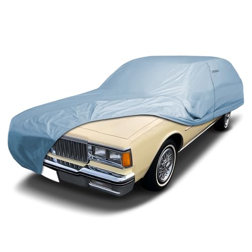 Image of iCarCover Car Cover Waterproof All Weather for 1977-1989 Safari Wagon | Heavy Duty Custom Fit Hail UV Sun Rain Snow Dust Protection Covers for Automobiles Outdoor Indoor Full Exterior (Sky Gray)