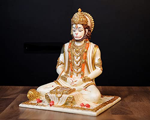 Shivaji Arts Hanuman Statue Cultured Marble 8Inch Medium Size White Color Pack Of 1 #TOP1