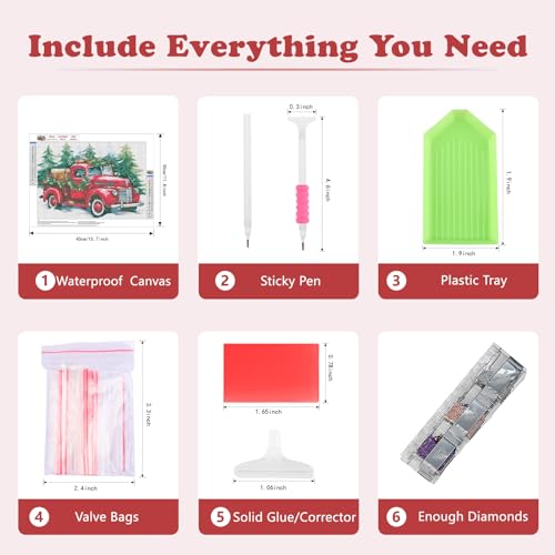 Senqao WX4791 Christmas Diamond Painting Kits For Adults, Red Truck Diamond Dots Art Paintings thumb #5