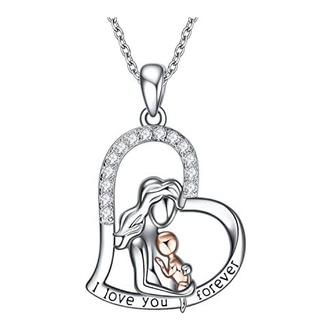 WINNICACA Mom Necklace Mother Baby Child Pendant S925 Sterling Silver Jewellery for Wife Mom Women Cover