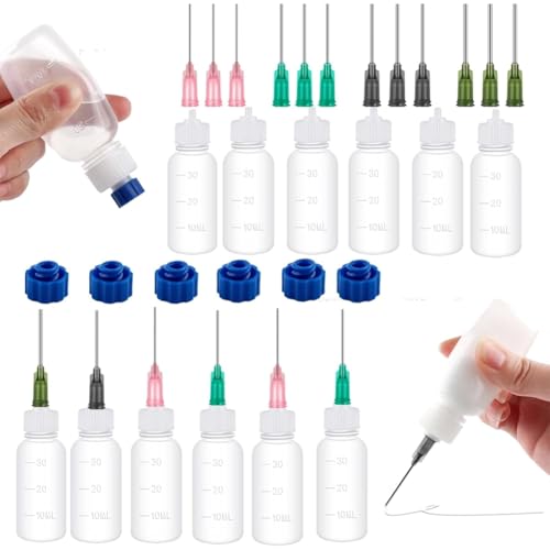 Gujdnhderq 30ml Plastic Squeezable Dropper Bottles With Blunt Needle-Tips For Glue, Paint, Craft And Oil Applications