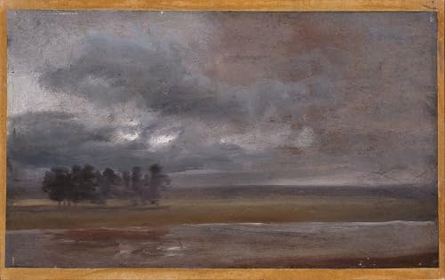 Toile Johan Christian Dahl l'Elbe sous la pluie impression 60x90cm déco