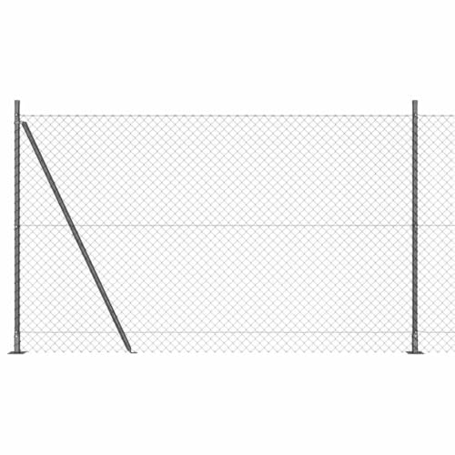 vidaXL Clôture en treillis avec poteaux Gris 1.5 x 10 m Acier, Panneaux de clôture en acier, durables pour jardin et terrasse, barrière privée, séparateur de jardin, extérieur