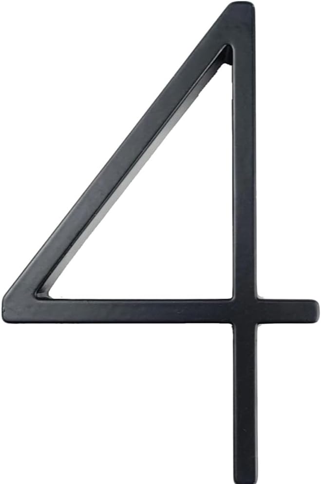 Numeber 4 Rust-Resistant 5-Inch Black Zinc Alloy Metal Address Sign - Floating House Numbers Easy to Read for Outdoor Use