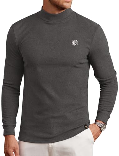 Image of Herberton Mens Mock Turtleneck Shirts Thermal Fleece Casual Undershirt