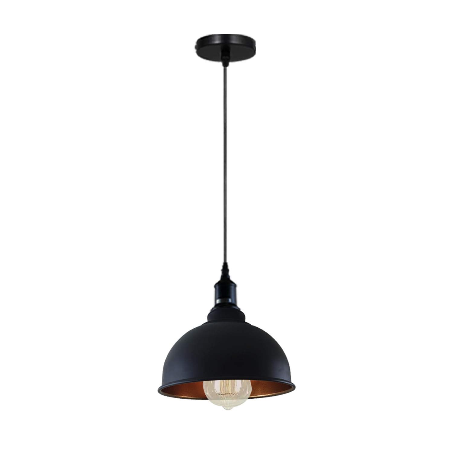 LEDSone Dome Shap Vintage Lamp E27 Bulb Base 1m Pendant Light Shade Industrial Hanging Ceiling Lighting with Bulb Ideal for Dining Room Bar Clubs & Restaurants