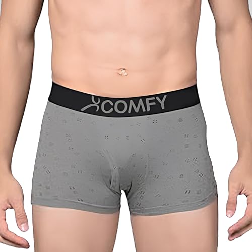 Image of Amul Comfy Printed Spandex Trunk for Men | 95% Cotton 5% Spandex | Super Combed Cotton Stretch Fabric | Outer Elastic Comfort Fit | Soft Hand Feel | No Marks Waistband | Color May Vary