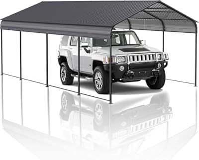 CAJUCA Outdoor Large Metal Carport, 12X20 FT Heavy Duty Metal Carport Canopy, Car Tent Garage Shelter, All-Weather Outdoor Storage Tent