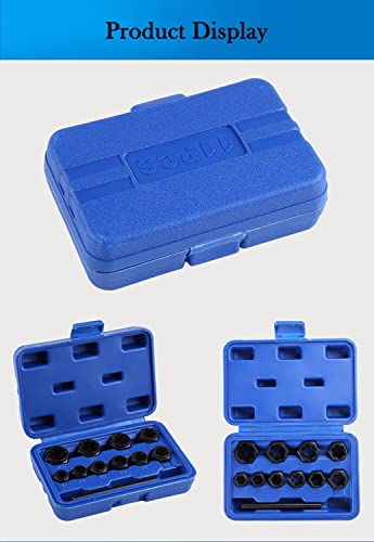 YWHWXB Nut Extractor Socket Set Impact Bolt & Nut Remover Set Twist Sockets 9mm 10mm 11mm 12mm 13mm 14mm 15mm 16mm 17mm 19mm to Remove Nuts & Screws - Image 3