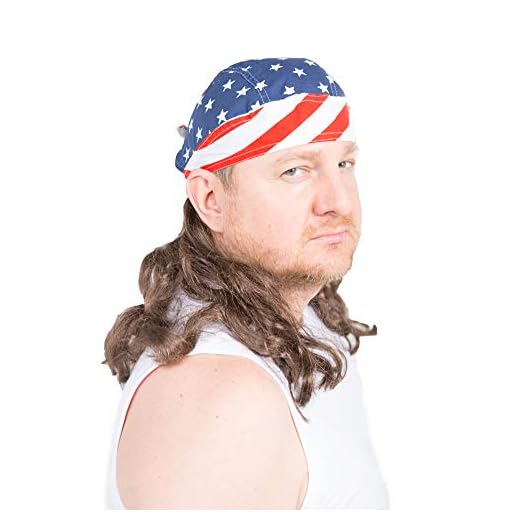 The Freebird Mullet Wig Skull Cap Brown One Size