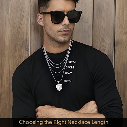 Etevon Queen's Guard Shield Necklaces For Men, 316 Stainless Steel 18K Gold Plated Pendant Necklaces Mens Jewelry Zircon Chain Inspirational Charm Father's Day Birthday Gift For Father Son Boyfriend Husband (Zircon-Gold, Chain Length: 20") #TOP4