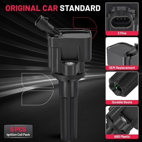 Image of BDFHYK Ignition Coil Packs Compatible with Rainier Colorado Trailblazer Trailblazer EXT Canyon Envoy Envoy XL H3 H3T Ascender 9-7x 2.9L l4 3.7L l5 4.2L l6,Coil for UF497 12629472 C1558 Set of 5