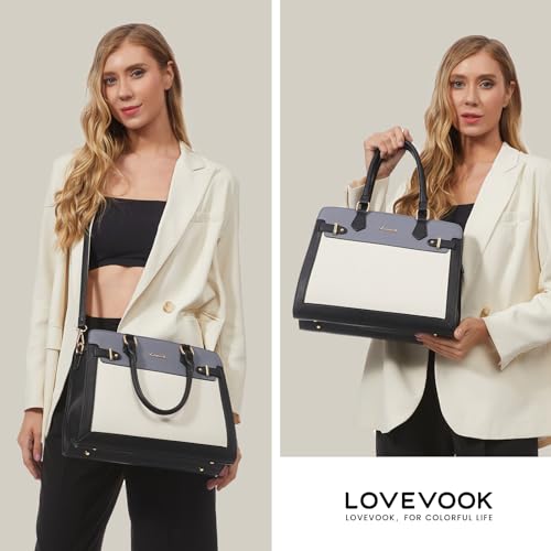 Image of LOVEVOOK Purses and Handbags for Women, Tote Shoulder Bag Satchel Black Purse and PU Leather Top Handle for ladies